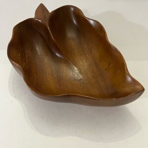 Hand Carved Wooden Leaf Bowl, MCM Style from the Hawaiian Islands,Monkey Pod